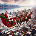Santa Over a Mountain City